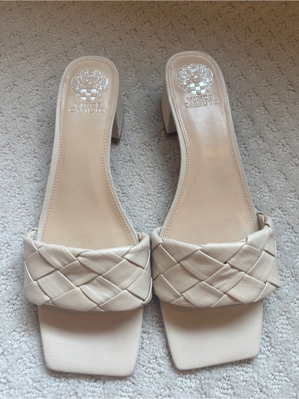 Vince Camuto Braided Cream Slide Mules